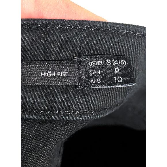 Volcom Black Jean Denim Mini Skirt S 4/6 High Rise Distressed Frayed Hem Grunge - Picture 7 of 11